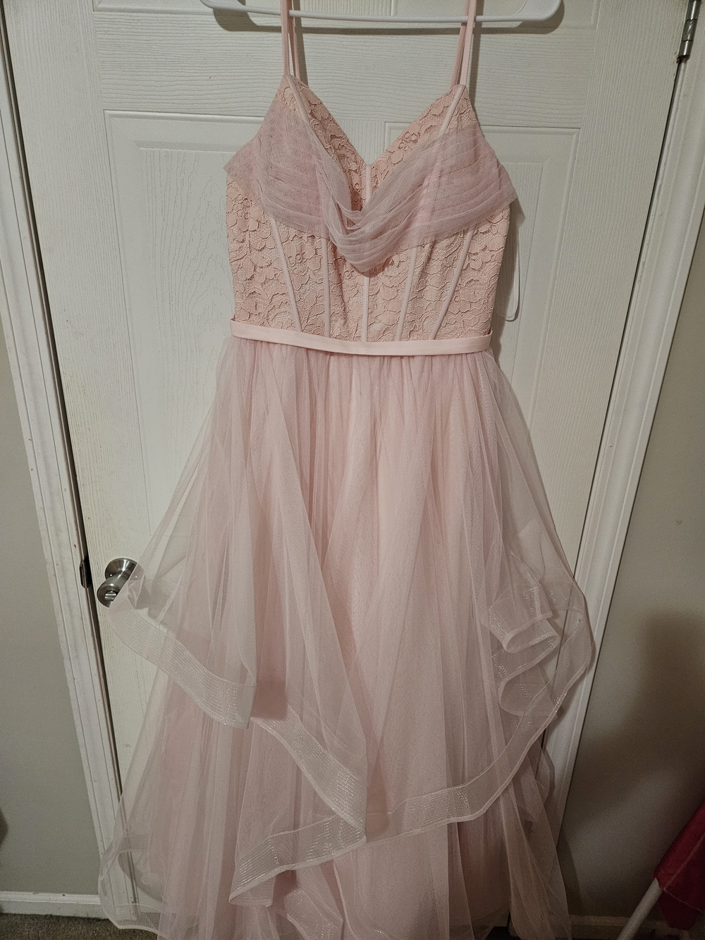 Soft Pink Lace & Tulle Formal Dress